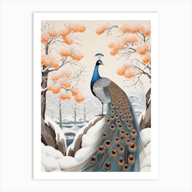 Winter Bird Painting Peacock 3 Art Print