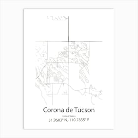 Corona,United States Minimalist Map 1 Art Print