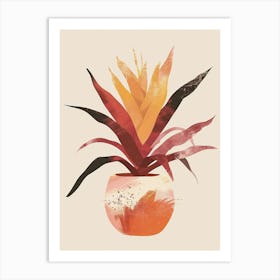 Bromeliad Plant Minimalist Illustration 4 Art Print