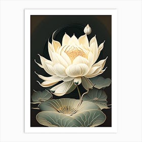 White Lotus Retro Illustration 1 Art Print