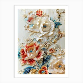 Embroidered Flowers 38 Art Print