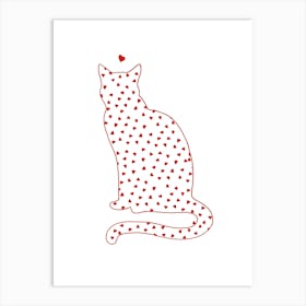 Cat With Hearts Art Print