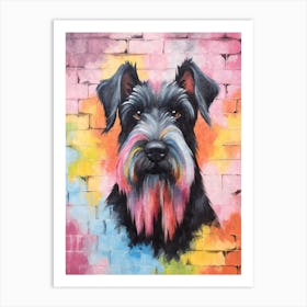 Aesthetic Miniature Schnauzer Dog Puppy Brick Wall Graffiti Artwork Art Print