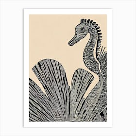 Lined Seahorse Linocut Art Print