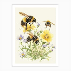 Carpenter Bee Storybook Illustration 1 Art Print