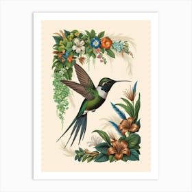 Hummingbird botanical flower beauty 14 Art Print