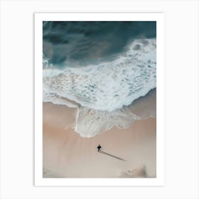 Person Walking On The Beach Art Print