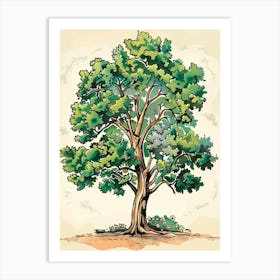 Walnut Tree Storybook Illustration 1 Art Print