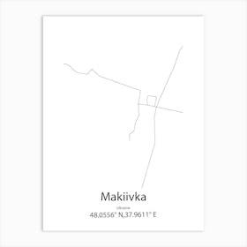 Makiivka,Ukraine Minimalist Map Affiche