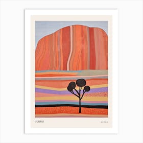 Uluru Australia 2 Colourful Mountain Illustration Poster Art Print