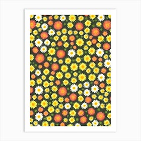 Daisies 2 Repeat Retro Flower Art Print