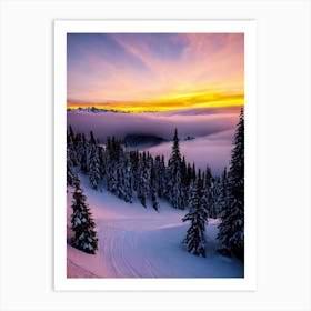 Adelboden, Switzerland Sunrise Skiing Poster Art Print