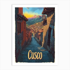 Aihrgdesign A Retro Travel Poster For Cusco Featuring The Anc C8ce6d25 2ade 43ca 97ac A0c34418a0a7 1 Art Print