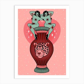 Opulent Pin Ups And Leopard Vase Art Print