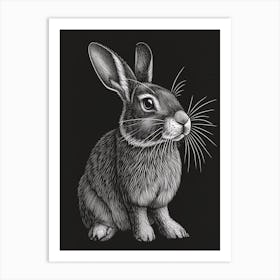 Cinnamon Blockprint Rabbit Illustration 4 Art Print