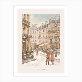 Vintage Winter Poster Paris France 2 Art Print