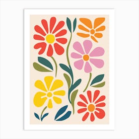 Flowers On A White Background Art Print