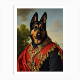 German Shepherd  Renaissance Portrait Oil Painting Art Print