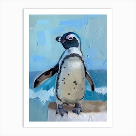 Galapagos Penguin St Kilda Breakwater Colour Block Painting 1 Art Print