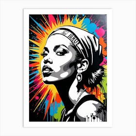 Graffiti Mural Of Beautiful Hip Hop Girl 98 Art Print