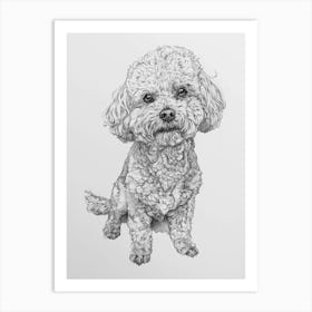 Bichon Frise Dog Line Drawing Sketch 4 Art Print
