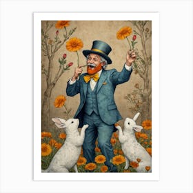 Man With Flowers 1 Art Print