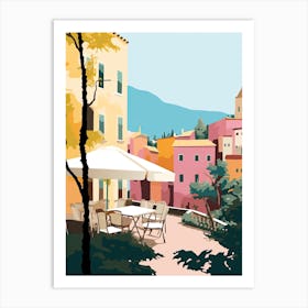 Taormina, Italy, Flat Pastels Tones Illustration 4 Art Print