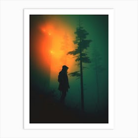 Alone In The Foggy Forest Art Print