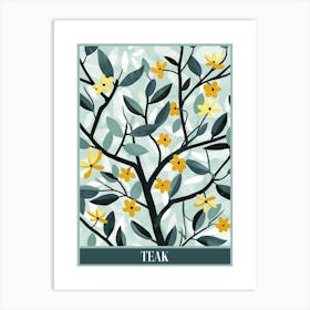 Teak Tree Flat Illustration 3 Poster Art Print