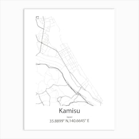 Kamisu,Japan Minimalist Map Art Print