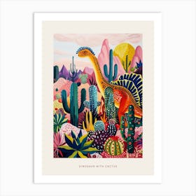 Colourful Dinosaur With Cactus & Succulent Painting 3 Poster Art Print