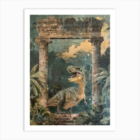 Dinosaur By An Ancient Ruin Painting 3 Art Print