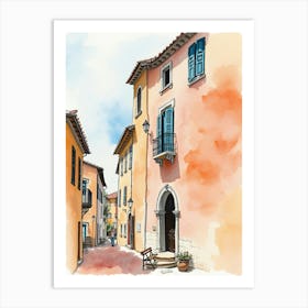 Watercolor Sketch Of A Street In Italy 1 Art Print