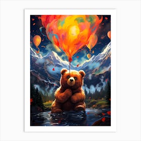 Bear With Balloons Art Print