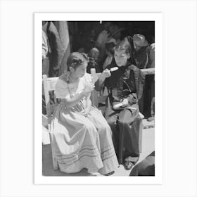 Two Spanish American Girls Dressed In Fiesta Costumes Eating Popsicles, Taos, New Mexico By Russell Lee Art Print