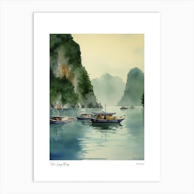 Ha Long Bay, Vietnam 2 Watercolour Travel Poster Art Print