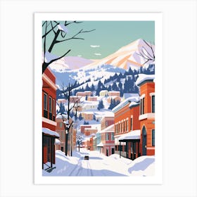 Retro Winter Illustration Aspen Colorado Art Print