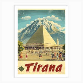 Aihrgdesign A Retro Travel Poster For Tirana 2 Art Print