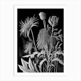 Prairie Smoke Wildflower Linocut Art Print