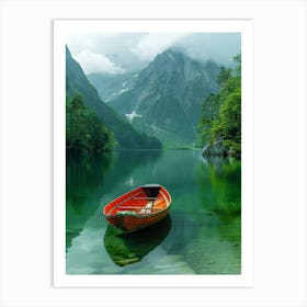 Boat In A Lake Art Print