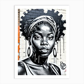 Vintage Graffiti Mural Of Beautiful Black Woman 112 Art Print