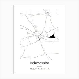 Bekescsaba,Hungary Minimalist Map Art Print