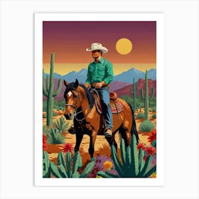 Cowboy In The Desert 1 Art Print