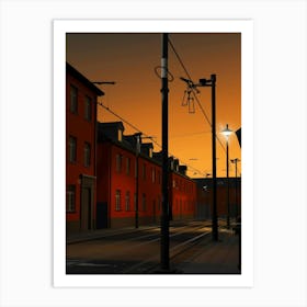 Street Scene At Dusk Art Print