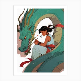 Girl With A Dragon 1 Art Print