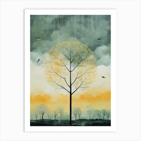 Tree In The Rain Art Print