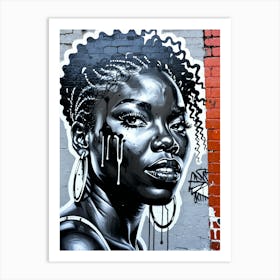 Graffiti Mural Of Beautiful Black Woman 350 Art Print