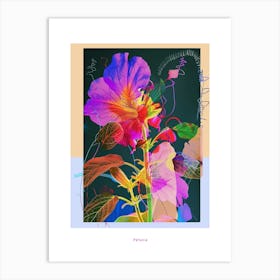 Petunia 2 Neon Flower Collage Poster Art Print