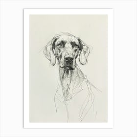 Vizsla Dog Charcoal Line 4 Art Print