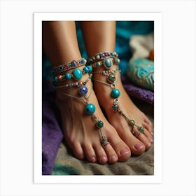 Women's legs with jewelry Art Print